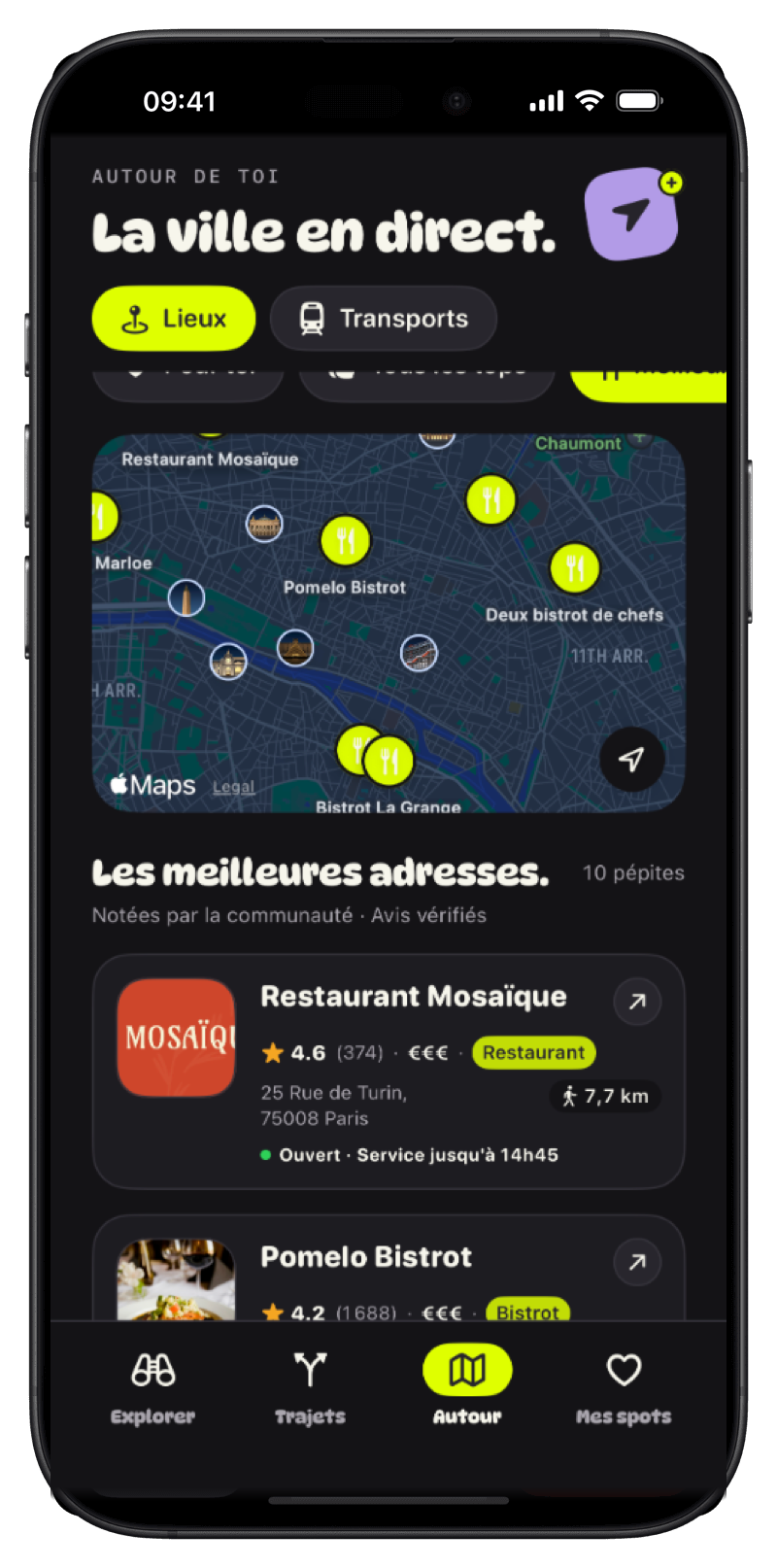 ENCORE - La ville en direct, carte des pépites et transports