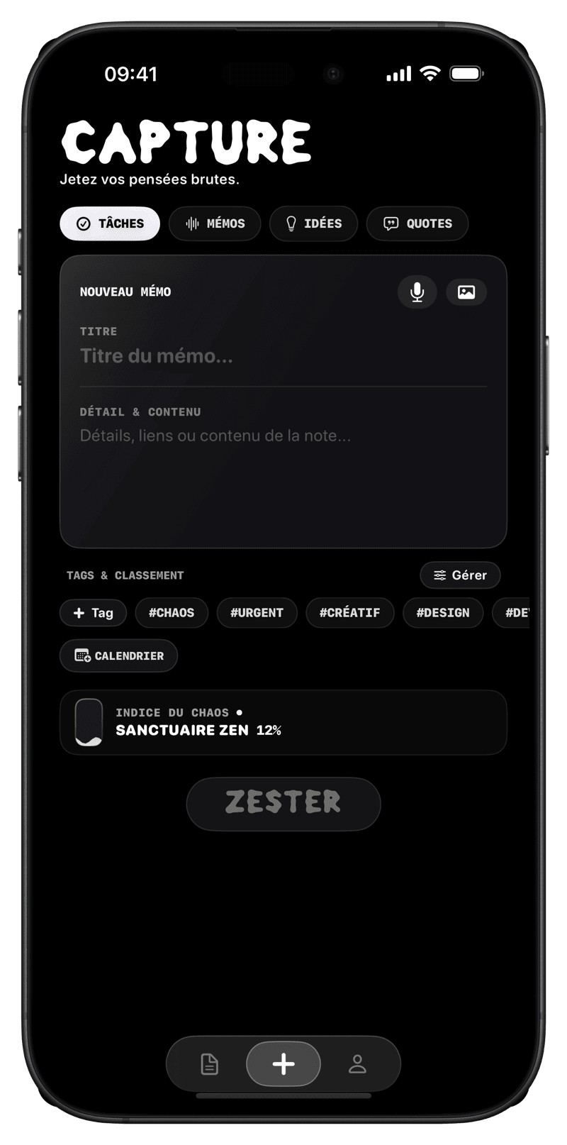 Zest - Capture de pensée instantanée